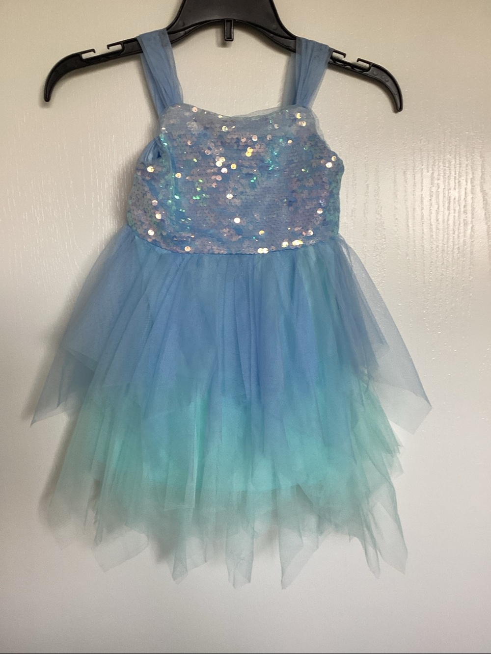 Pink & Violet Sparkle Sequin Blue-To-Teal Tulle Dress